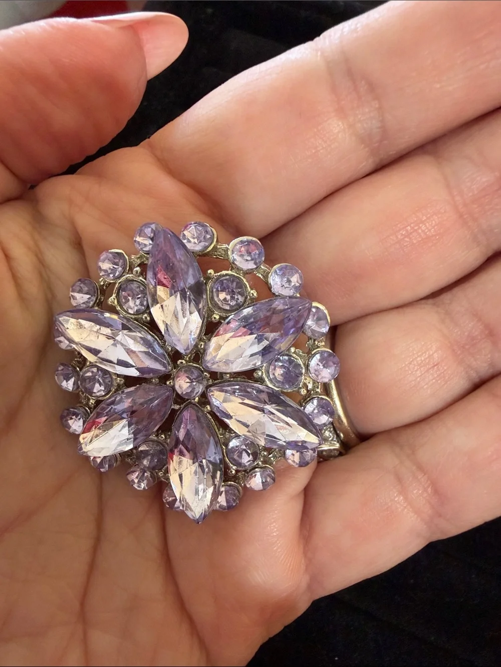 Lilac Crystal Floral Brooch Pin - Women Jewelry